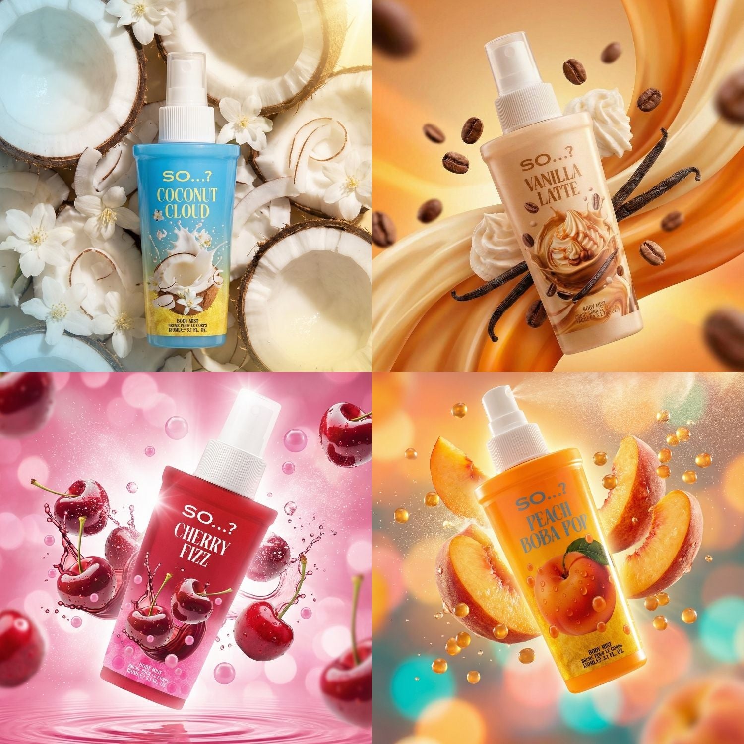 SO…? Delish Mini Mist Gift Set 4 x 60ml, Body Mist Fragrance Set for Women