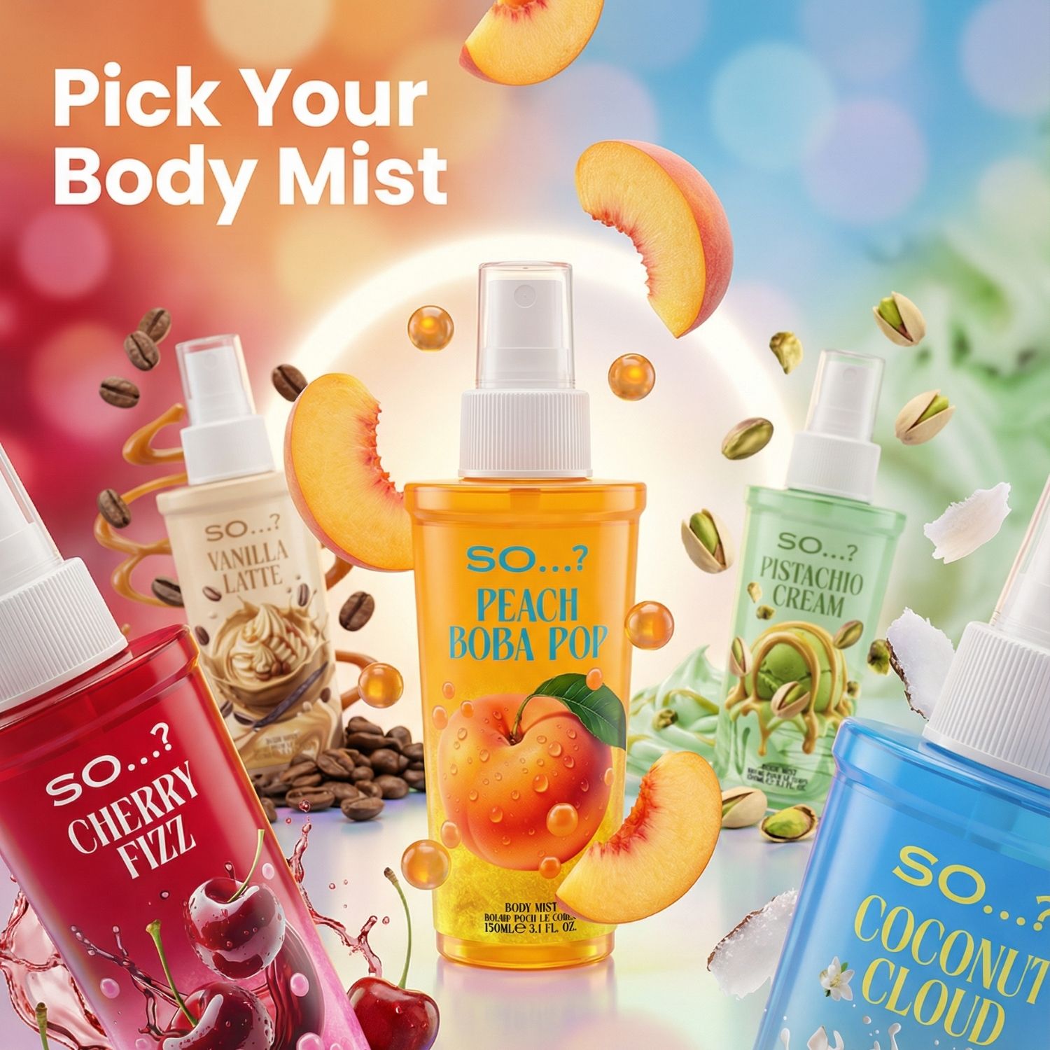 SO…? Delish Mini Mist Gift Set 4 x 60ml, Body Mist Fragrance Set for Women