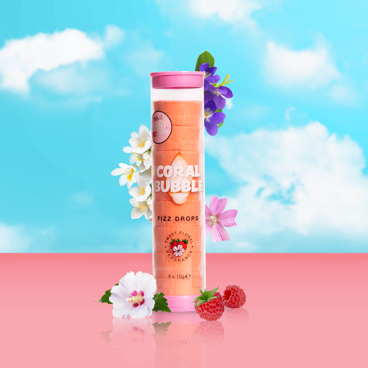 SO…? Sorry Not Sorry Coral Bubble Fizz Drops 80g