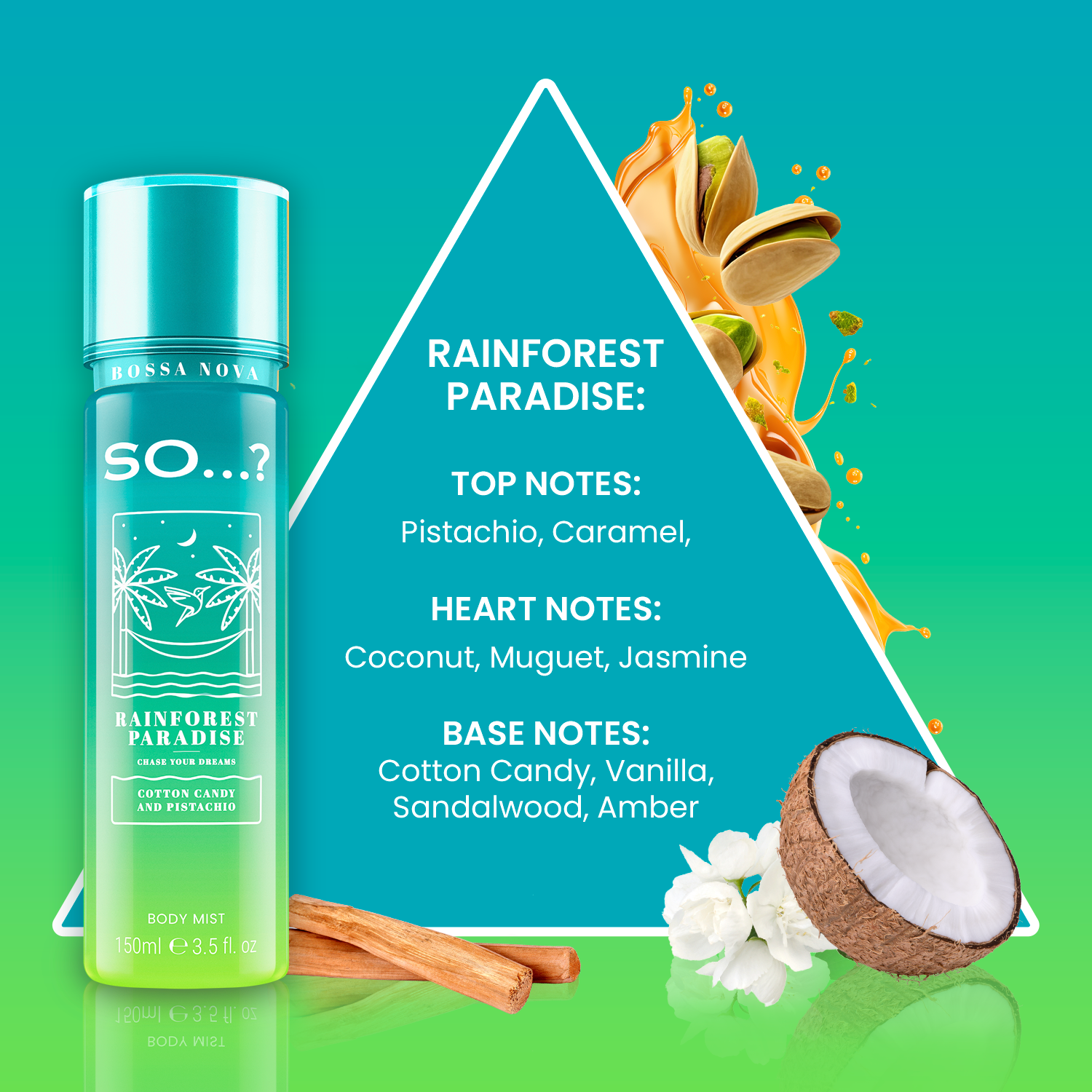 So…? Bossa Nova Rainforest Paradise Body Mist Fragrance Spray, 150ml